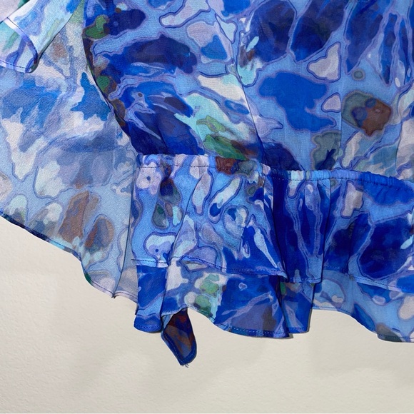 ZARA | Blue Printed Ruffled Blouse - Picture 4 of 8